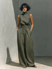 Women’s Cotton Linen Two-Piece Set – Sleeveless Top & Wide-Leg Pants