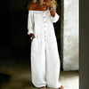 Women's Off-Shoulder Washed Faux Denim Strap Overalls Jumpsuit