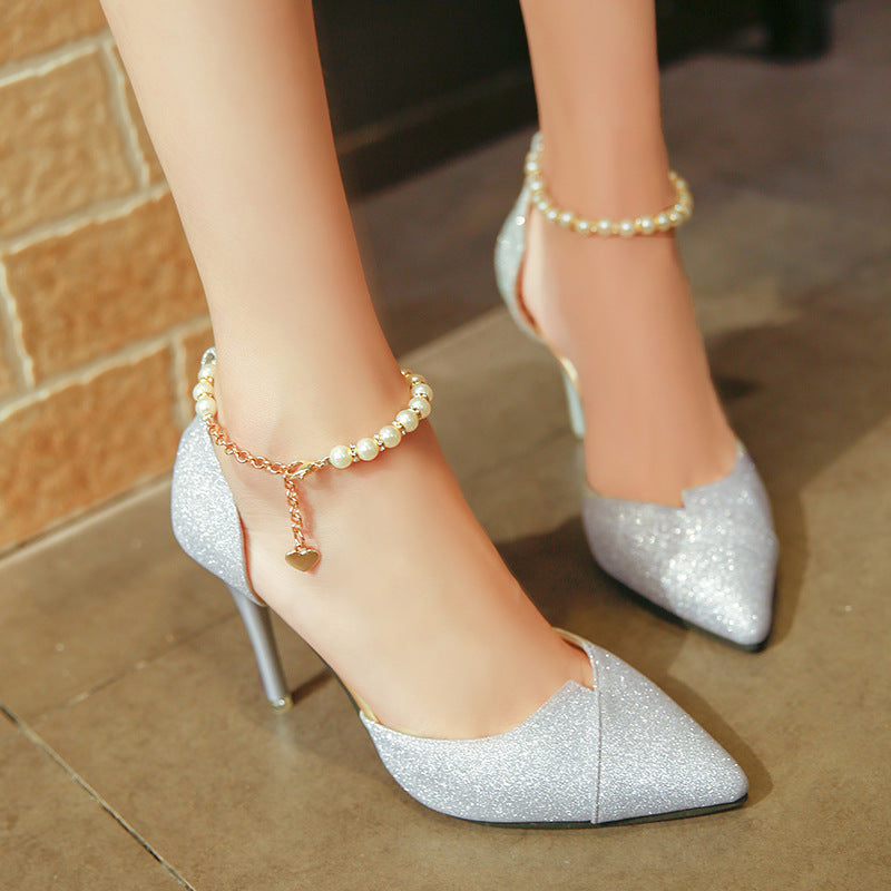 Women's Cutout Platform Sandals | Waterproof Open-Toe Metallic Heels