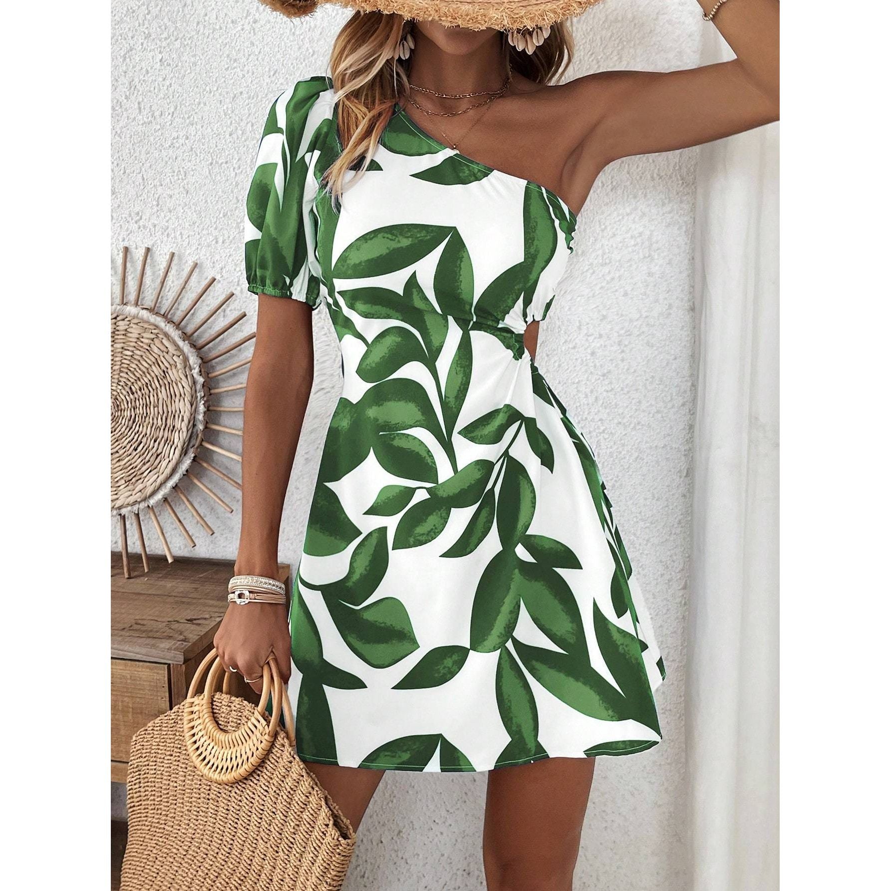 Women’s Puff Sleeve Summer Dress – Vacation & Beach Outfit