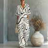 Women's Waist-Cinched V-Neck Printed Wide-Leg Jumpsuit