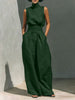 Women’s Cotton Linen Two-Piece Set – Sleeveless Top & Wide-Leg Pants