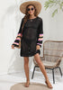 Women Beach Vacation Blouse Women's Clothing Color Contrast Patchwork Bikini Cover up Dress