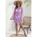 Women Beach Vacation Blouse Women's Clothing Color Contrast Patchwork Bikini Cover up Dress