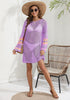 Women Beach Vacation Blouse Women's Clothing Color Contrast Patchwork Bikini Cover up Dress