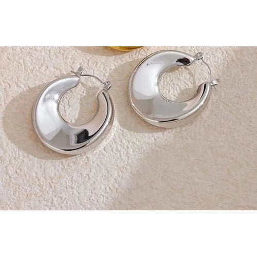 Abstract Silver Hoop Earrings