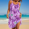 Sea Turtle Print Sleeveless Bohemian Beach Dress | Knee Length
