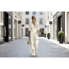 Women's Waist-Cinched V-Neck Printed Wide-Leg Jumpsuit
