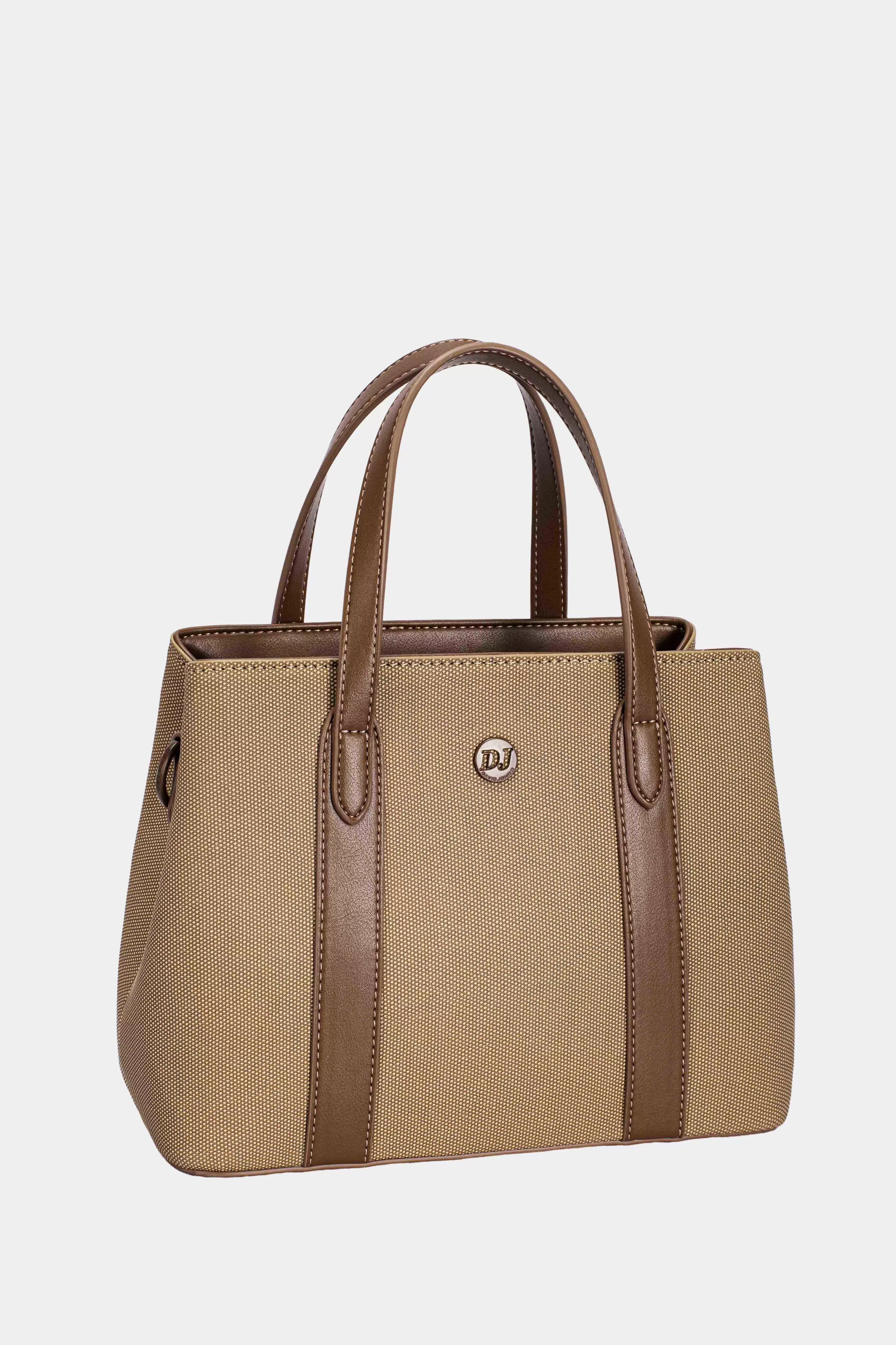 David Jones Canvas Handbag with Leather Trim