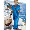 V-Neck Short-Sleeve High Waist Maxi Dress | Resort Style