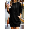 Drawstring Hooded Long Sleeve Mini Dress