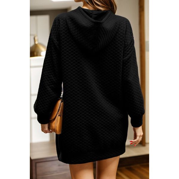 Drawstring Hooded Long Sleeve Mini Dress