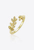 Inlaid Zircon Leaf-Shaped Open Ring