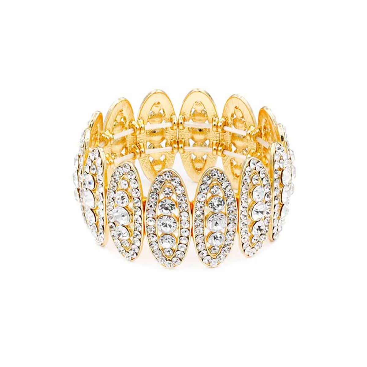 Rhinestone Oval Stretch Bracelet
