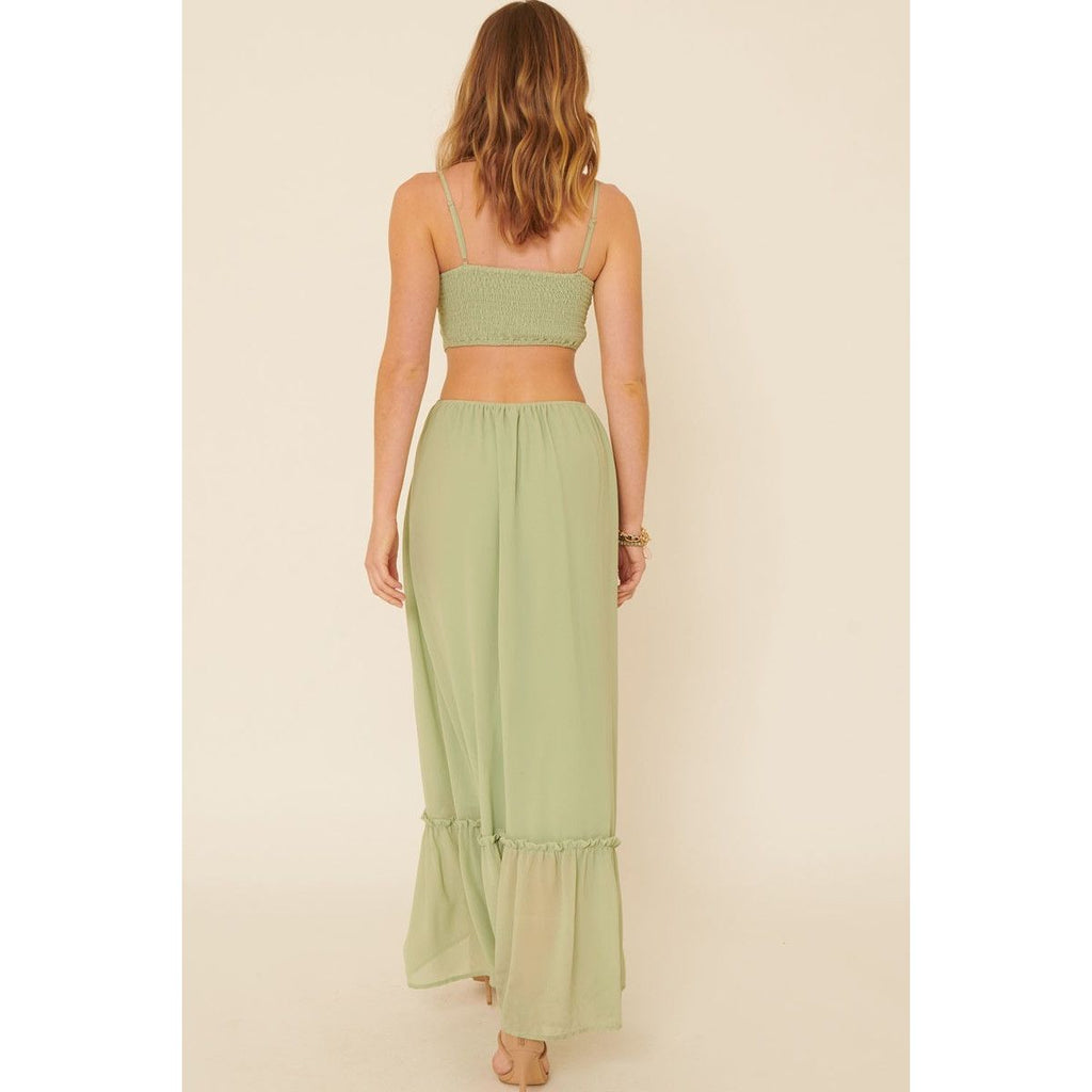 A Sheer, Chiffon Floral Lace Maxi Dress
