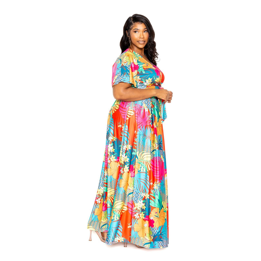 Tropical floral maxi skirt & top set