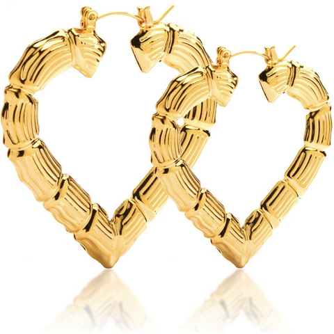 Large Heart Bamboo Earring