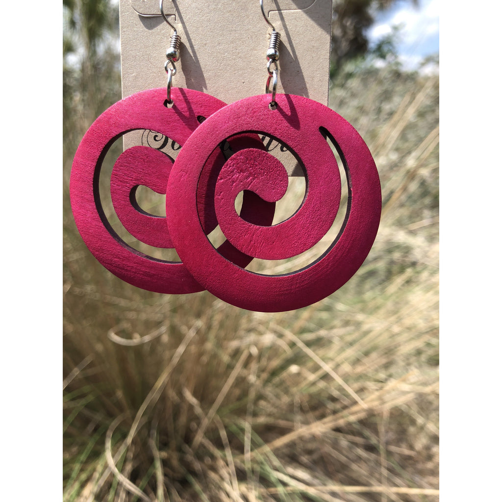 Swirl African wood earring