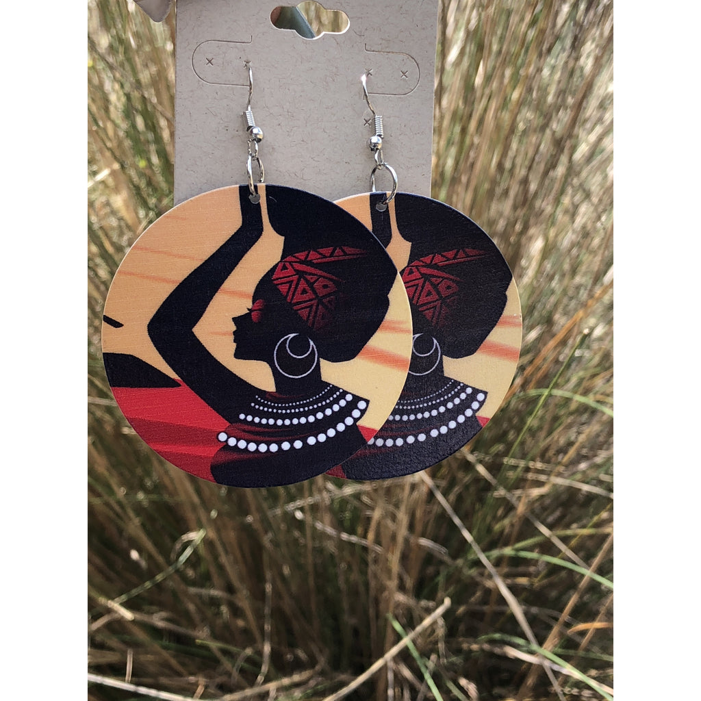 Sunset in Africa natural wood disk