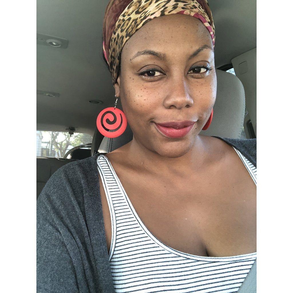 Swirl African wood earring