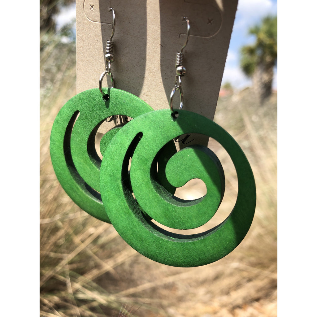 Swirl African wood earring