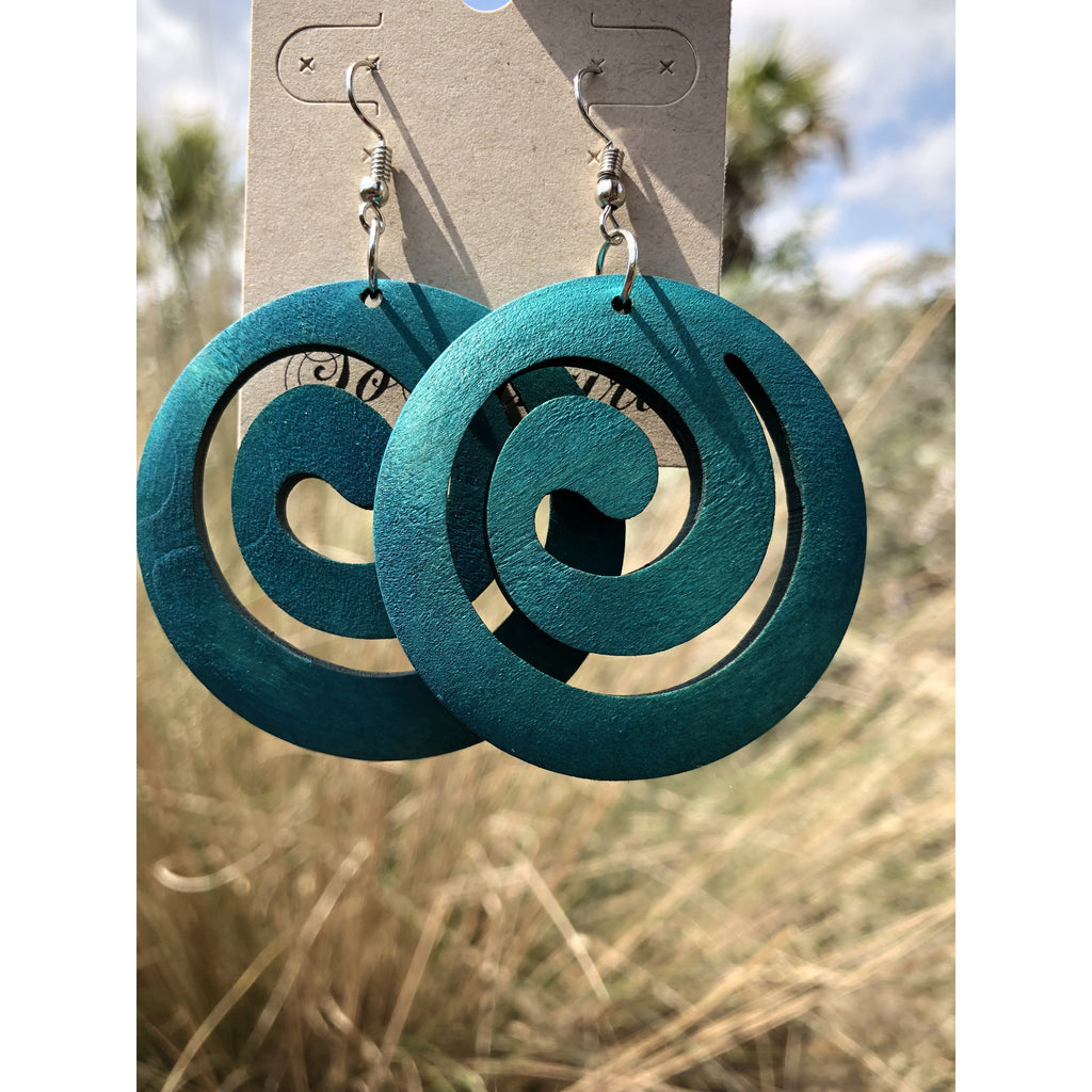 Swirl African wood earring