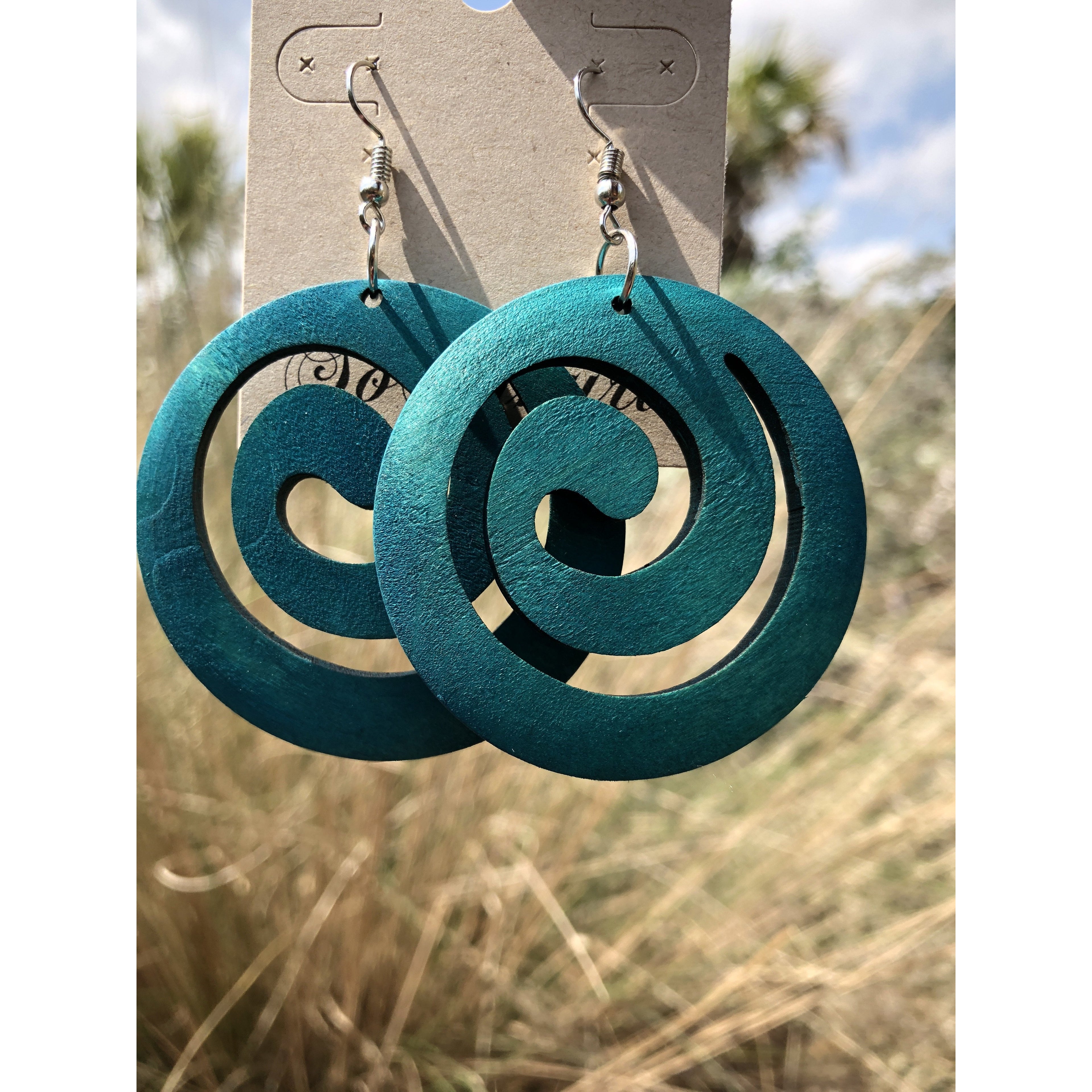 Swirl African wood earring