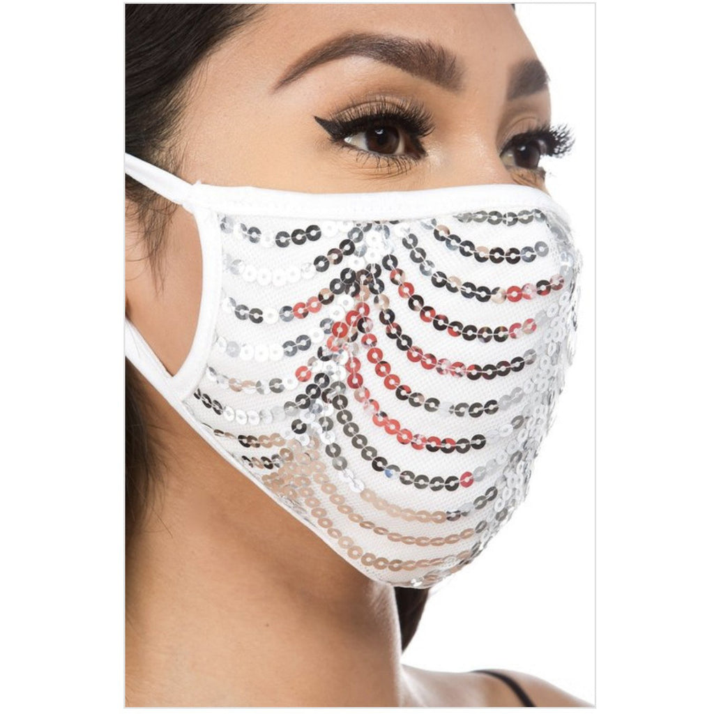 Chevron Sequin face mask