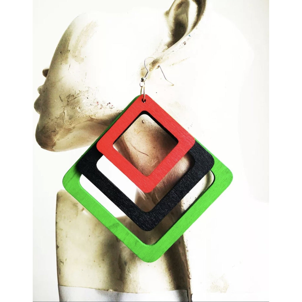 African extra large geometric earrings
