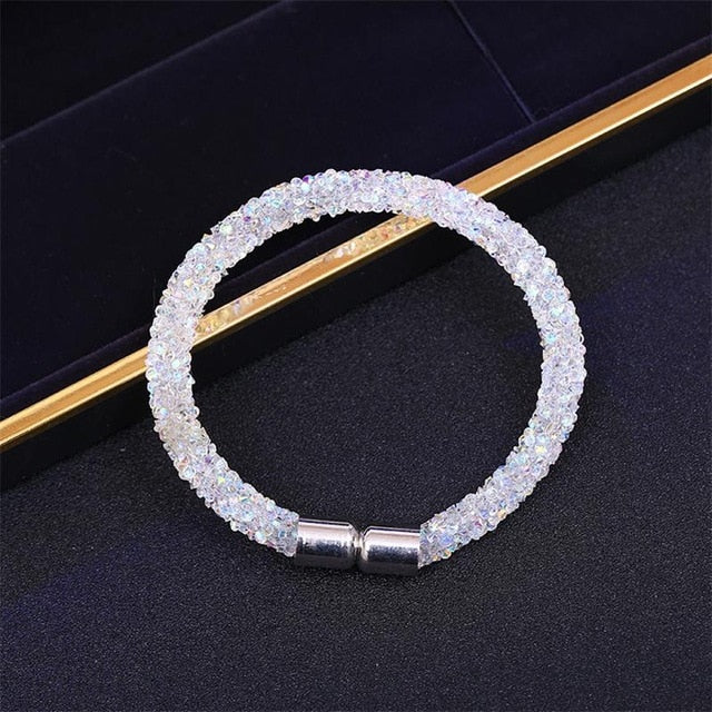Mesh Crystal Cuff With Magnetic Clasp