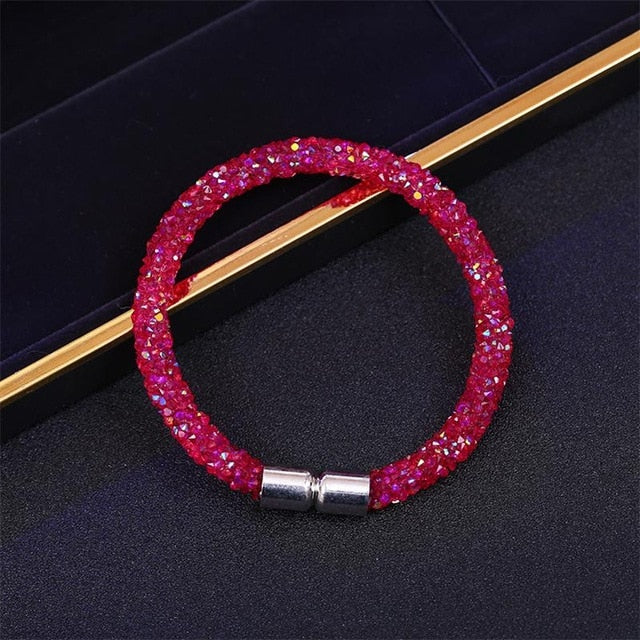 Mesh Crystal Cuff With Magnetic Clasp