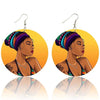 African Headwrap Woman  Portrait Earrings
