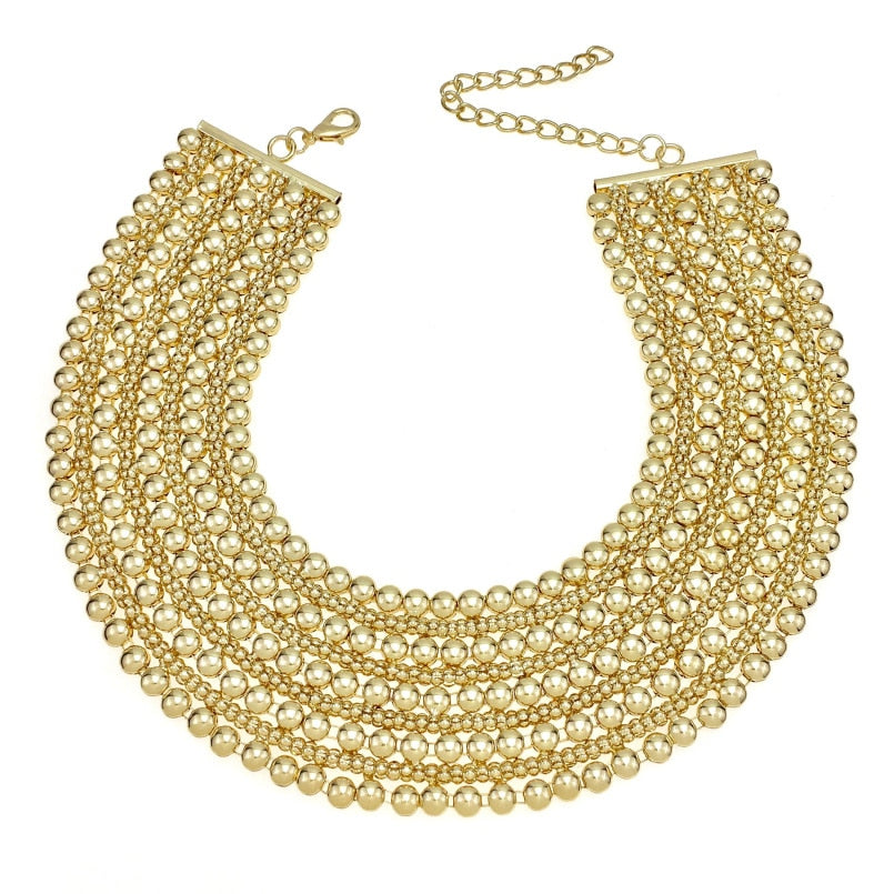 Metal Bead Chunky Maxi Necklace