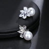 Flower Pearl Crystal Stud