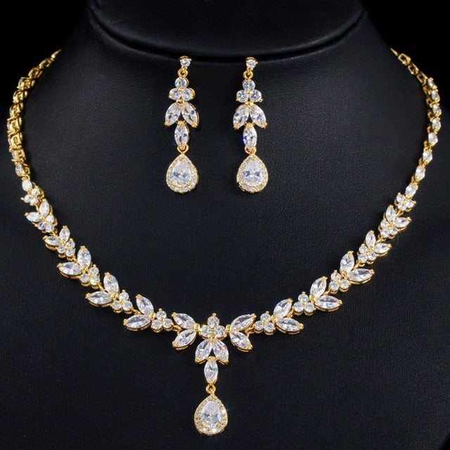 Leaf Drop Bib Jewelry Set