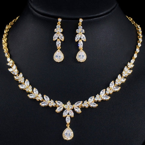 Leaf Drop Bib Jewelry Set