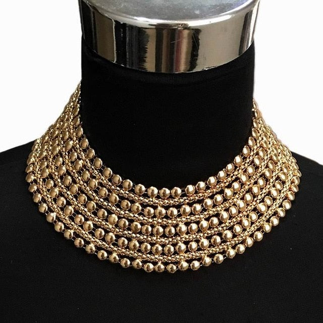 Metal Bead Chunky Maxi Necklace