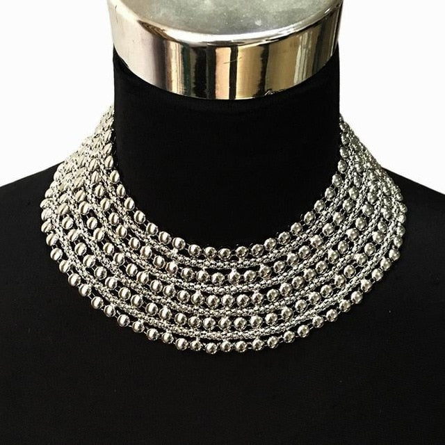 Metal Bead Chunky Maxi Necklace