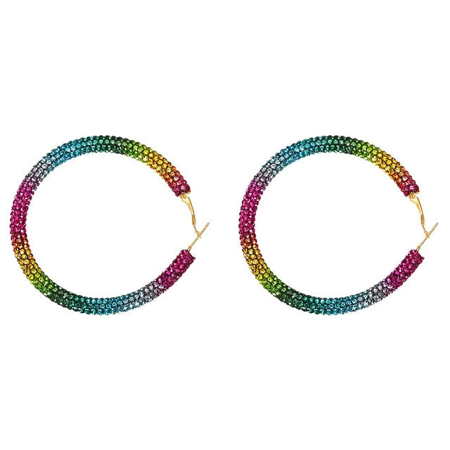 Wrapped Rhinestone Hoop Earrings