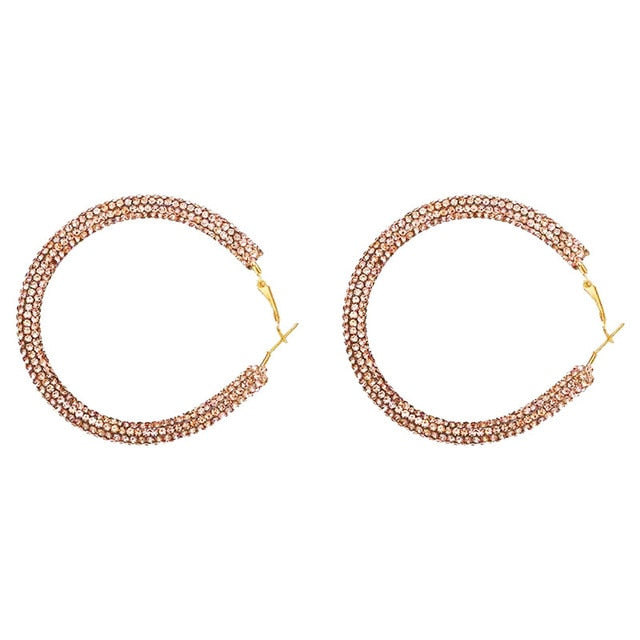 Wrapped Rhinestone Hoop Earrings