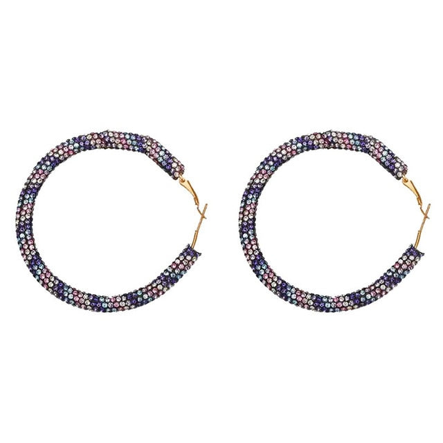 Wrapped Rhinestone Hoop Earrings