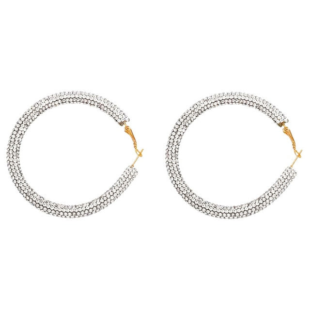Wrapped Rhinestone Hoop Earrings