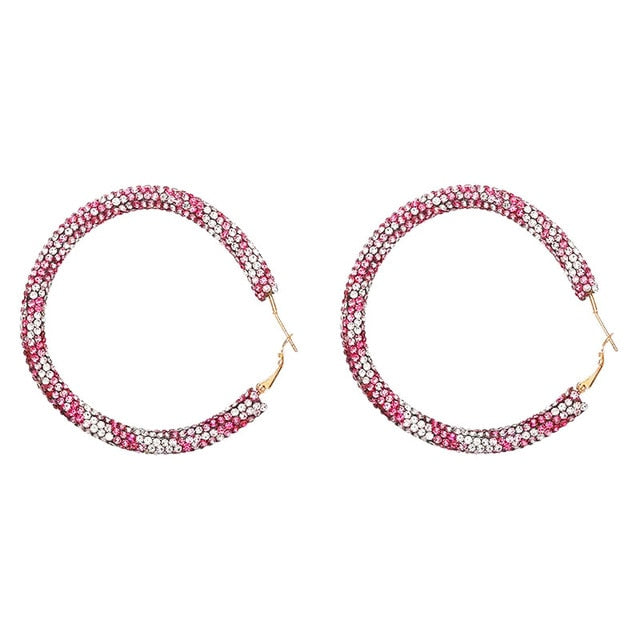 Wrapped Rhinestone Hoop Earrings