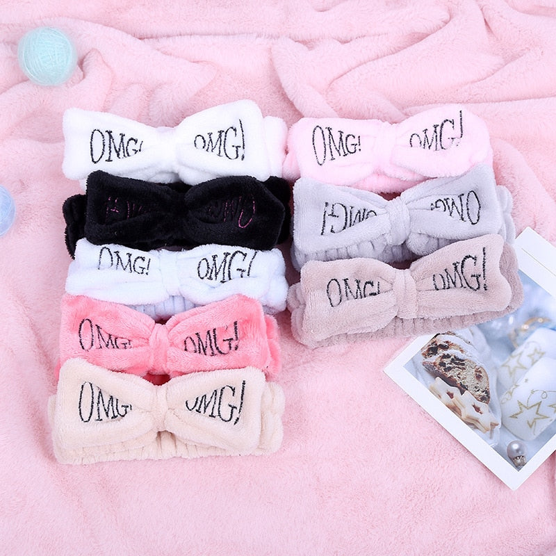 OMG  Fleece Face Wash Bow Hairband