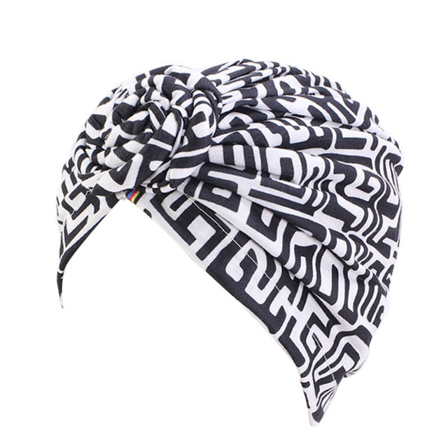 African pattern flower turban Muslim stretch headwrap