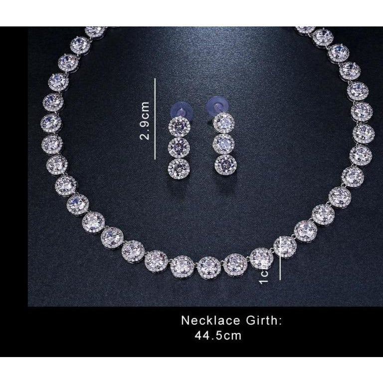 Round Jewelry White Gold Color AAA Cubic Zircon Bib Set