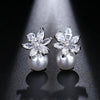 Flower Pearl Crystal Stud
