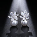 Flower Pearl Crystal Stud