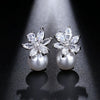 Flower Pearl Crystal Stud