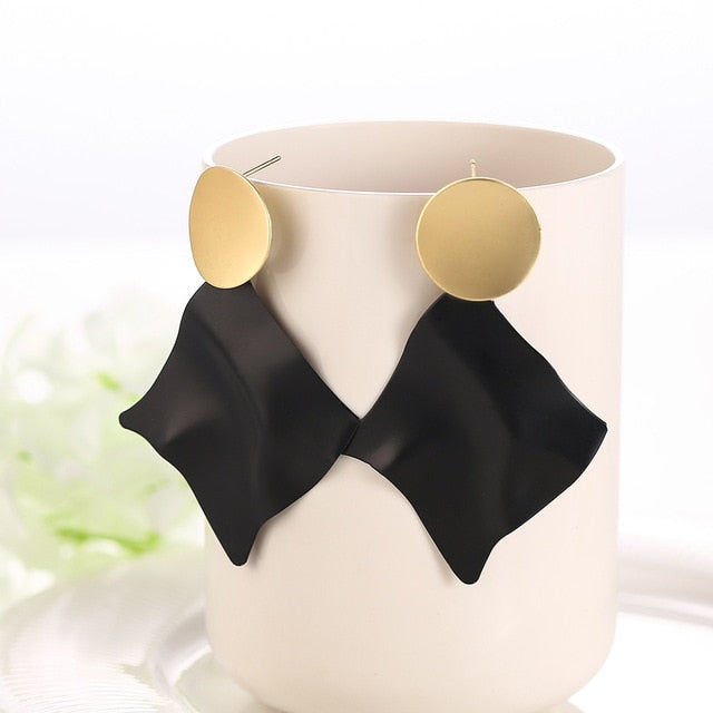 Matte Golden Wavy Drop Earrings